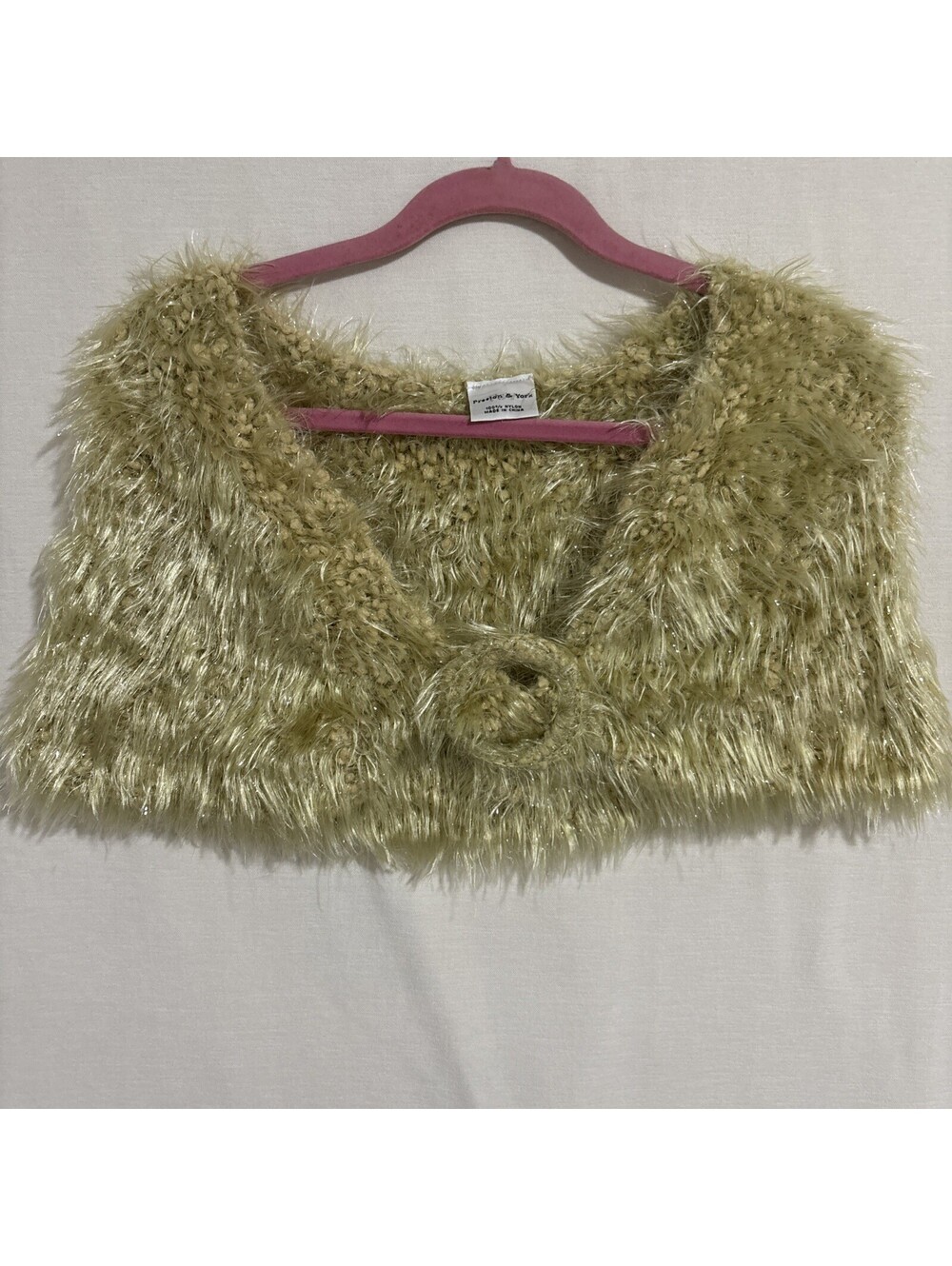 Y2K Preston And York fuzzy, lime green cropped cardigan Y2K One Size